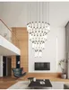 현대적인 디자인 긴 샹들리에 장식 천장 조명기구 다락방 거실 계단 식당 LED 회전 램프
