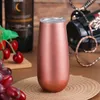 6 oz Flûte Champagne Tasses À Café En Acier Inoxydable Verres À Vin Double Paroi Isolation Sous Vide Gobelets avec Couvercle WWQ