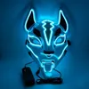 Kostiumy rekwizyty Neon LED Luminous Joker Festival Festival Light Up El Wire Mask Mash Japońska maska ​​Fox Halloween Dekor świąteczny Y206395013