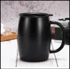 Hot 15oz 420ml caneca de café isolado frascos de aço inoxidável garrafas térmicas camadas duplas camadas do copo da barriga com lidar com garrafa de água da tampa