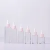 20 30 40 50 80ml Transparent frosted flat shoulder glass empty bottle with plastic dropper bottle for essential oil essence