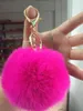 Real Rabbit Fur Ball Keychain Soft Lovely Gold Metal Kluczowe Łańcuchy Kulka Pom Poms Pluszowy Brelok Samochód Brelok Kolczyki Akcesoria 2021