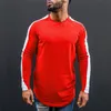Muscleguys TShirt Uomo Primavera Autunno Manica lunga One-Collo T Shirt Uomo Marchio di abbigliamento Moda Patchwork Cotton Tee Tops 201116