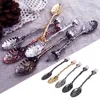 2021 Royal Style Spoon Metal Carved Coffee Spoons Forks With Crystal Head Kitchen Fruit Prikkers Dessert Ice Cream Scoop Gift