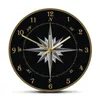 Mariner039s COMPASS MURME COMPASSE ROSE ROSE NUTICAL DÉCOR HOME WINDROSE Navigation ronde Silent Swept Wall Clock Sailor039S3848188
