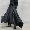 Men Ribbon Dark Black Wide Leg Pants Male Women Japan Punk Gothic Harem Trousers Kimono Skirt Pants 201110