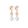 Hela högkvalitativ 925 Sterling Silver Plated 14k Rose Gold Spanish Spinel och Diamond Fashion Bear Gems Pearl Earrings Jewelr8131052