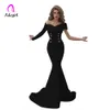 Off Shoulder Mermaid Evening Party Dresses 2019 Long Evening Gown Long Sleeves White Maxi Robe De Soiree Elegant Formal Dress T200320