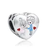 New Fashion 925 perline in argento sterling per le donne fai da te che si adattano ai braccialetti Pandora Heart Love CZ Diamond Lady Gift con scatola gioielli di design di lusso