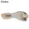 Eilyken Femmes Sandales Été Style Bling Bowtie Jelly Chaussures Femme Casual Peep Toe Sandale Cristal Chaussures Plates Taille 35-40 Y200405