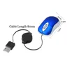 Lovely Mini Wired Mouse Retractable USB Cable Ergonomic Office Computer PC Laptop Gaming Mice poelectric small mouse17776893