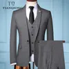 Tian Qiong Brand Fashion Mens Slim Fit Business Suit Men Fashion 3 Piece Mens Blazers смокинга костюмы жениха свадебные костюмы 201106