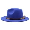 New Men Women WEWARD WOLL WOLL FELE FEDORA Panama Hat with Belt Buckle Jazz Trilby Cap Party Formal Top Hat w Whiteblack6285916