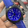 Nowy niebieski reloJ de lujo Mężczyźni Watch Japan Quartz Ruch Chronograph Męski Nylon Pasp Men Watches Wristwatch Sports Uhren194N