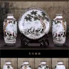 1 zestaw nowoczesny chiński Jingdezhen dekoracja stołu wazon na kwiaty i talerz z podstawą ceramiczny wazon dekoracja wazon porcelanowy LJ201208