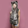 Beanieskull Caps Chapéus de inverno para mulheres Faux Fur Hood Chapéu de animal FLAPS DE ARRO