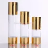 Gold 15ml 30ml 50ml Airless Pump with Clear Body Bottle By Self Empty Reusable Refillable Diy Skin Care Creations 10pcs/lotpls order