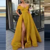 Off Shoulder Satin Avondjurken Lange Sexy Hoge Slit Avondjurk Elegante Taille Prom Dress Robe de Soiree