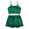 Mulheres Sexy Satin Silk Lace V-Neck Camisole Shorts Lingerie Pajamas Sleepwear Set S-3XL 2020