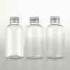 Bouteilles cosmétiques transparentes vides de 70ml, 100 pièces, avec couvercle en aluminium, bouteille en plastique colorée de voyage de 70CC, récipient à couvercle scellé