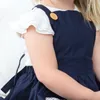 BRG Ins High-end Nakış Elbiseler Kore Avustralya Organik Pamuk Çocuk Kız Ön Düğmeler Kemer Elbise Için 1-6 T