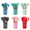 De Madeira Silicone Cozinha Utensílios Definir Utensílios Nestensílios Nestensils Cozinhar Tool Soper Sopa Ladle Turner Spatula Tong Tong Cookware Gadget 201223