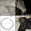 Bracelets de charme j￳ias vintage 925 Sterling Sier Double Camada Cadeia Cadeia Cruz Bra￧a Brange para Mulheres Partido de Casamento SL015 Deli Drop