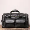 Duffel Çantalar Avrupa Retro Buzlu Orijinal Deri Açık Bagaj Çanta Erkek Omuz Messenger Çantası Kısa Yolculuk Siyah Seyahat Çantası