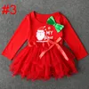 Julprinsessklänning Kids Girls Lace Tutu Dress Santa Claus Printed Dot Dresses Baby Cartoon Long Sleeve Outfits Toddler Cloth2228020