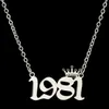 English Number Letter Necklace Stainless Steel Chain Crown Necklace for Women Birthday Gift Female Birth Year Necklaces