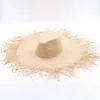 Handmade Women Hats Large Wide Brim Gilrs High Quality Natural Raffia Panama Beach Straw Sun Caps For Holiday 220627