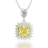 Vintage Luxury Emerald Square Pendant Necklace Set Exquisite Jewelry Specially Designed For Ladies' Engagement Gifts Q0531