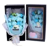 Savon Rose Bouquet Cadeau Préservé Savon éternel Rouge Pourpre bleu Rose Coffret Chemin de Noël Saint Valentin Day Decor FFB3886