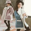 가을 겨울 2020 여자 캐주얼 자켓 겉옷 패션 모직 롱 코트 어린이 의류 귀여운 아기 여자 겉옷 4-13years LJ201125