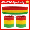 200 Sets/Lot 100%Cotton New High Quality Blue Red Black Purple Pink Green Orange wristbands sweatbands Factory onlie store Free customised