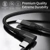 60W PD USB Type C al cable tipo-C 90 grados L Cable de carga rápida para el teléfono móvil MacBook 3A Cable de datos del codo de ángulo recto Dual Tipo-C 1m/2m/3