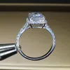 Bagues de cluster 18K 750 Or Blanc 1 2 3 4 5 Rectangle Emerald Cut Moissanite Bague de diamant Femmes Mariage Anniversaire Engagemen346T