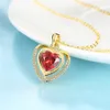 Sparkling Heart Ruby Pretty 18k Yellow Gold Filled Womens Pendant Necklace Chain