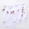 New White Women's Blouses 2022 Long Sleeve Cotton Embroidery Blouse Lady Casual Button Design Turn Down Collar Female Shirts