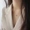 Korean Fashion Designer Geometric Circle Pendant Necklaces for Women 100% Real 925 Sterling Silver Neck Chain Female Party Jewelry Gift Drop Shipping YMN145