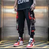 남자를위한 조깅하는화물 캐주얼 힙합 히트 컬러 포켓 남성 바지 스웨트 팬츠 스트리트웨어 리본 Techwear 바지 201221