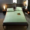 Summer Cool Rattan Mat Solid Hoesje Set Groene Mat Bed Cover Slapen Rubber Mat Opvouwbare Bedspread 3pcs / Set Camel Bed Set T200703