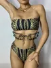 Leopard Tube Top Bikinis Padded Push Up Women039s Badkläder utomhus Bandage Beach Designer Swimsuit Inomhus badkläder 8569094