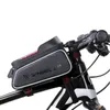 Bisiklet Ön Çerçeve Çanta Dağ Bisiklet Su Geçirmez Telefon Tutucu Ekipmanları Bisiklet Çevirme Ekran Dokunmatik Üst Tüp Çanta Fermuar Siyah Kırmızı 35LXA G2