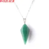 Wojiaer hänge halsband naturlig grön aventurin pärla sten reiki chakra dingle hexagonal pyramid pärlor smycken z9082