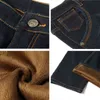 Brand Winter Fleece Warm Jeans Men Fashion Business Pants Retro Classic Denim Trousers Autumn Casual Stretch Slim 220115