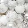 6cm 30pcs boule de décoration d'arbre de Noël boule blanche suspendue décorations d'ornement pour la maison pendentif d'arbre de fête de Noël 2021 201128
