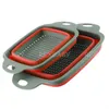 2pcsset Foldable Silicon Colander Zusammenklappbarer Waschkorb Abtrockner Basket mit Griff Kichen Accessoires Tools8070781