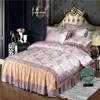 Set di biancheria da letto in pizzo jacquard Europa Queen King Size Lenzuolo con angoli floreali di lusso 4 pezzi Set copripiumino Federe per cuscini Biancheria da letto T200706