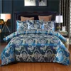 Luxo 2 ou 3 pcs conjunto de cama de cetim Jacquard Duvet Sets com fecho de zíper 1 tampa de colcha + 1/2 fronhas US / EU / AU tamanho 201021